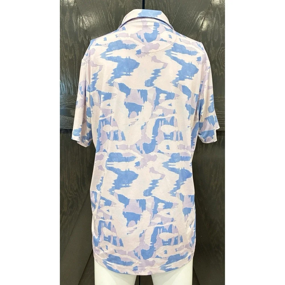 Bad Birdie Polo Shirt Mens Large Purple/Blue Camo Print Golf Performance Stretch
